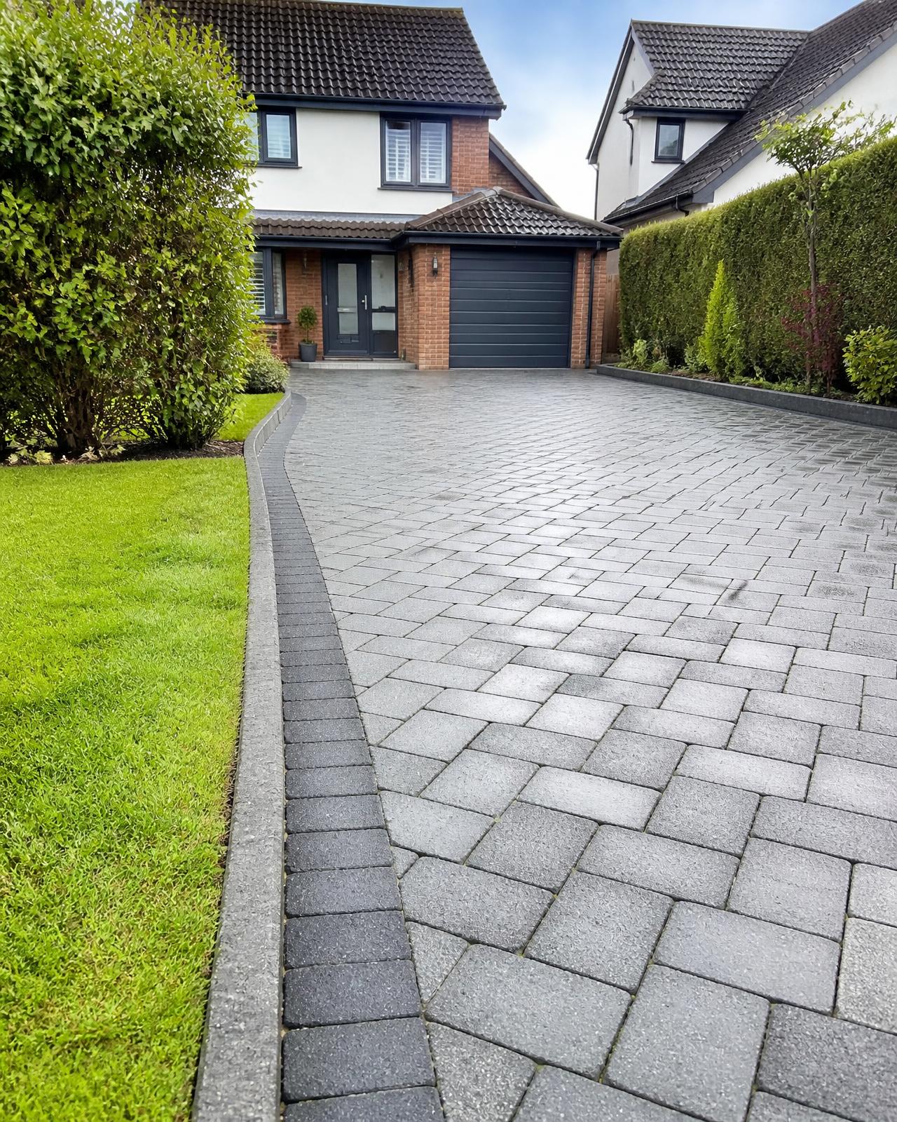 ProGround landscaper laying a paving block by hand